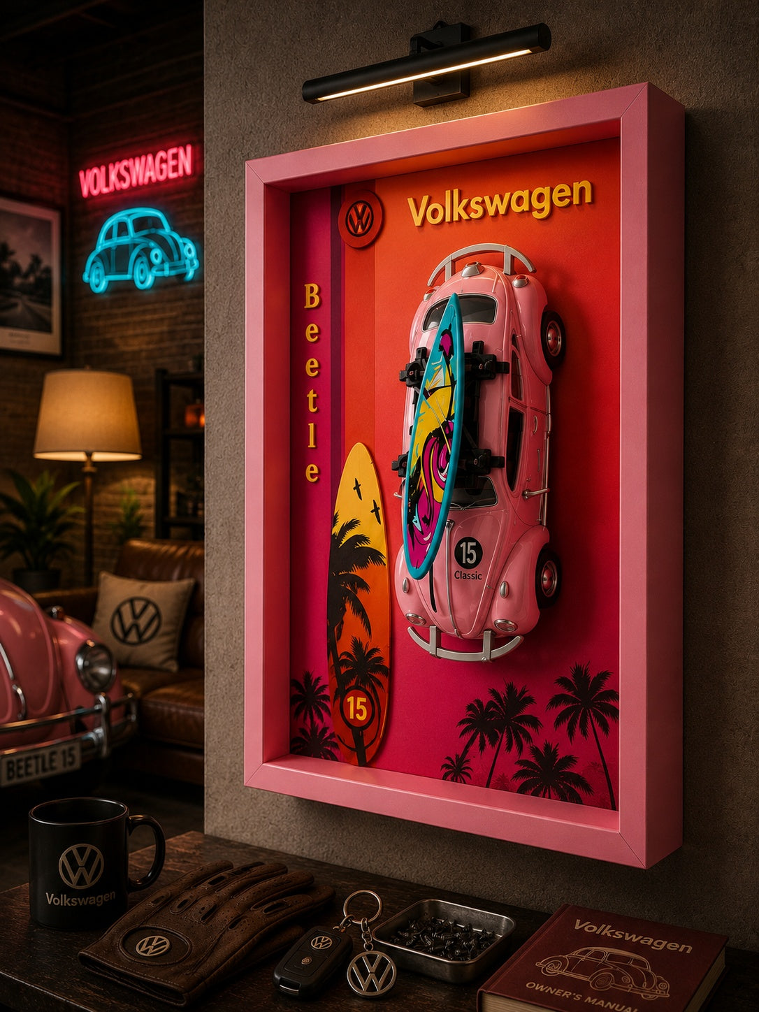 VW Beetle Pembe — Büyük Tablo