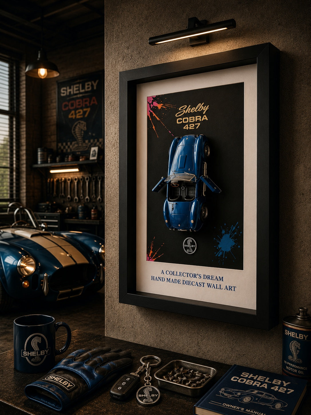 Shelby Cobra 427 Mavi yan açı araba tablosu