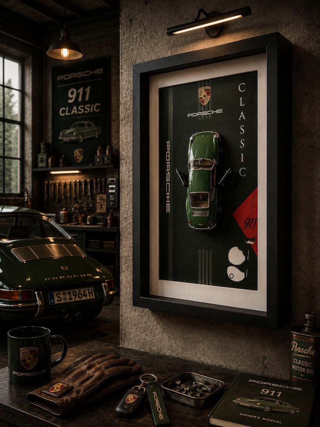 Klasik Porsche Yeşil Araba Tablosu
