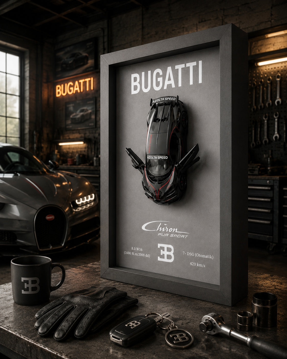 Bugatti Chiron Siyah — Orta Tablo