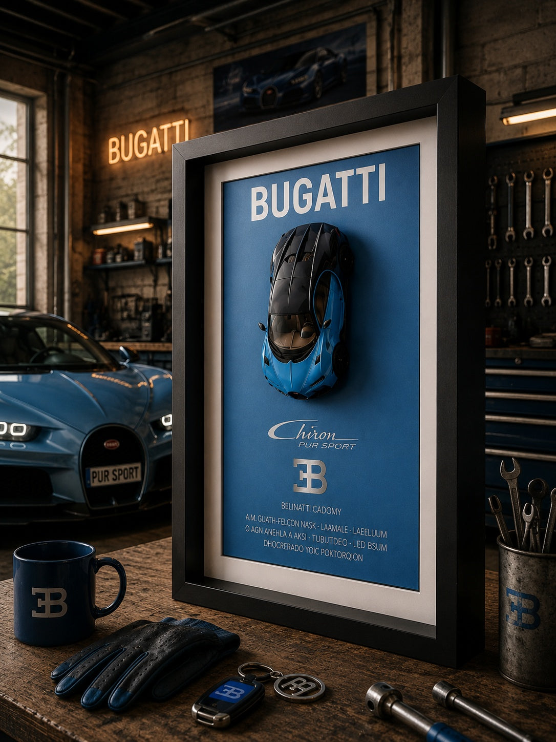 Bugatti Chiron Mavi — Orta Tablo