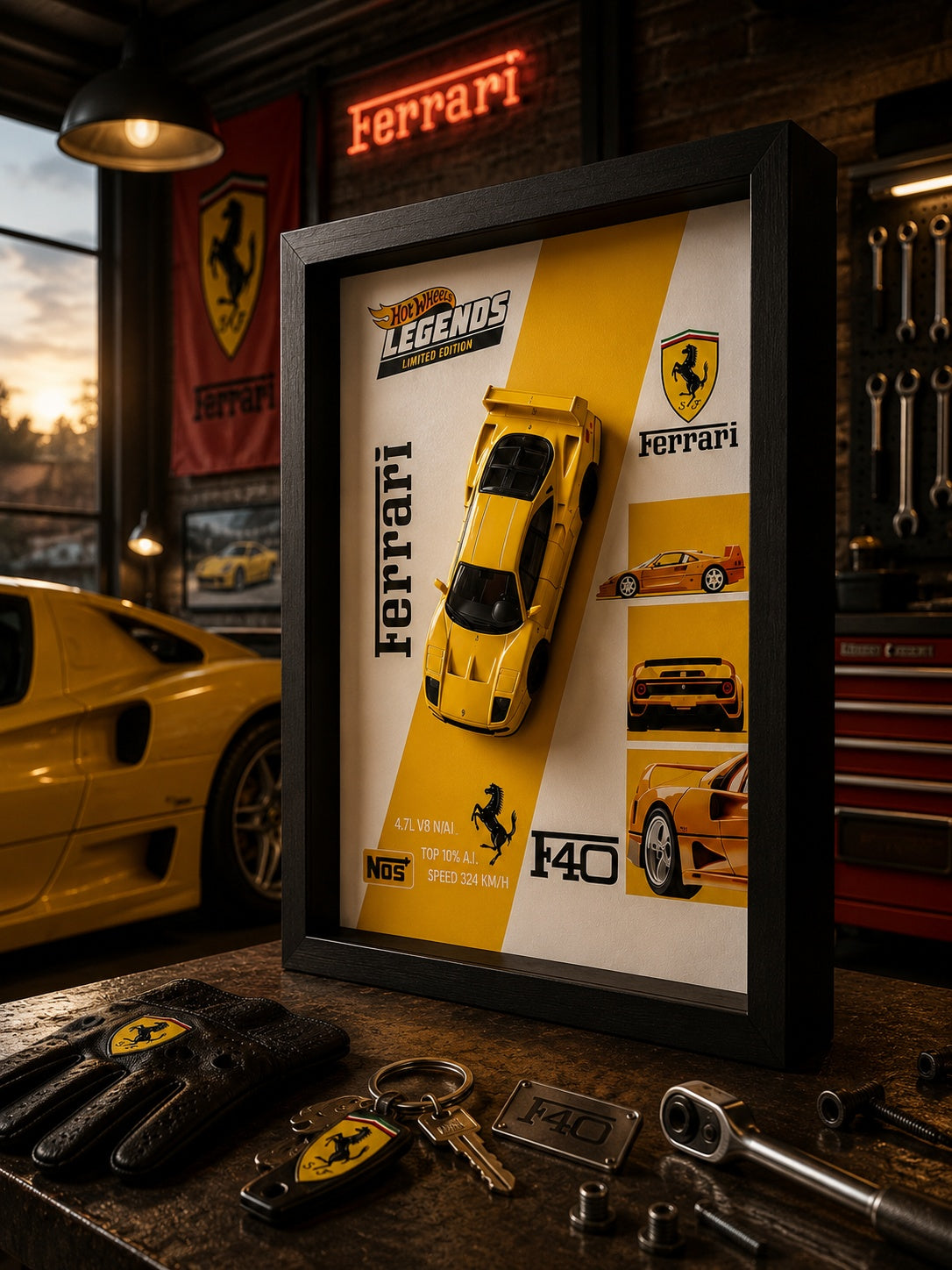 Ferrari F40 yan açı 3D araba tablosu