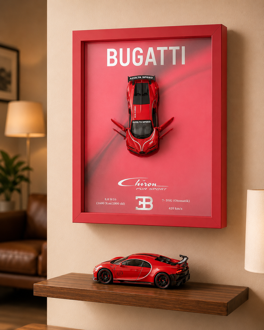 Bugatti Chiron Kırmızı — Orta Tablo