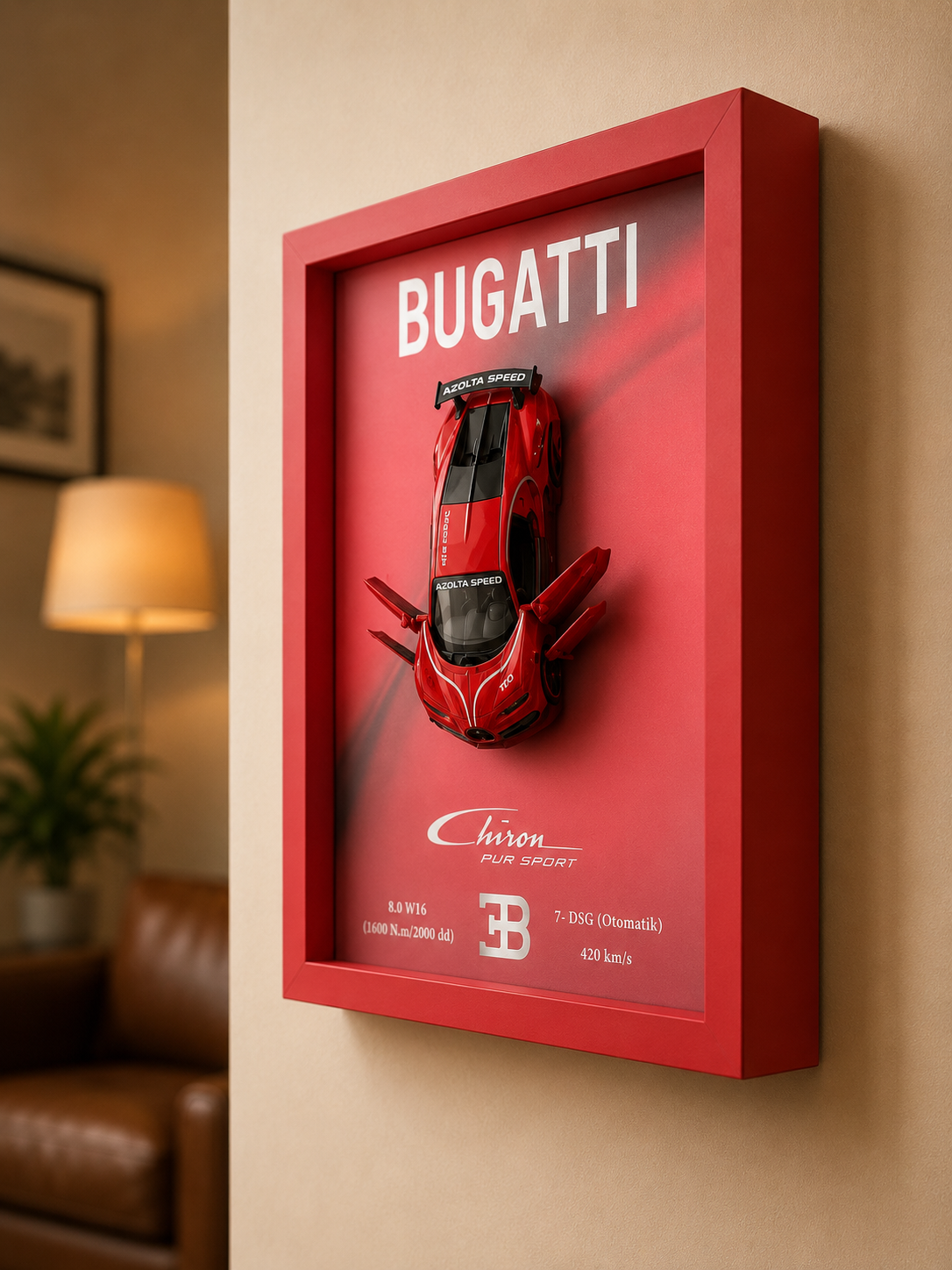 Bugatti Chiron Kırmızı — Orta Tablo