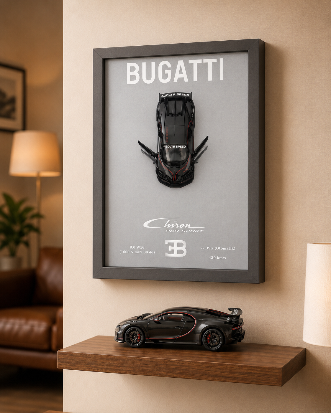 Bugatti Chiron Siyah — Orta Tablo
