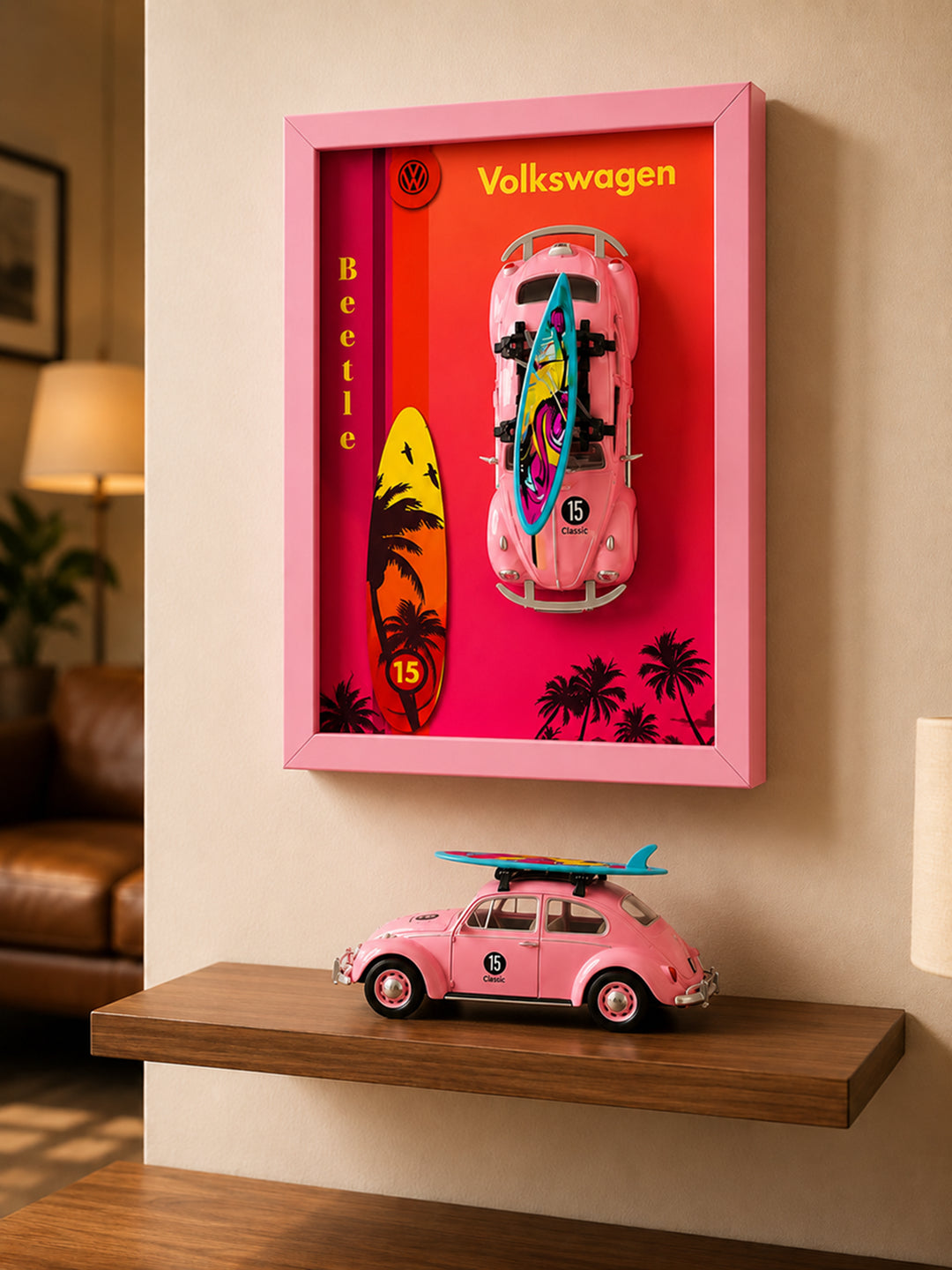VW Beetle Pembe Araba Tablosu